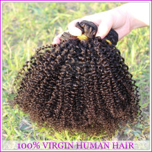 Extensões 100% naturais do cabelo do Virgin do cabelo encaracolado Kinky afro de alta qualidade de 2015